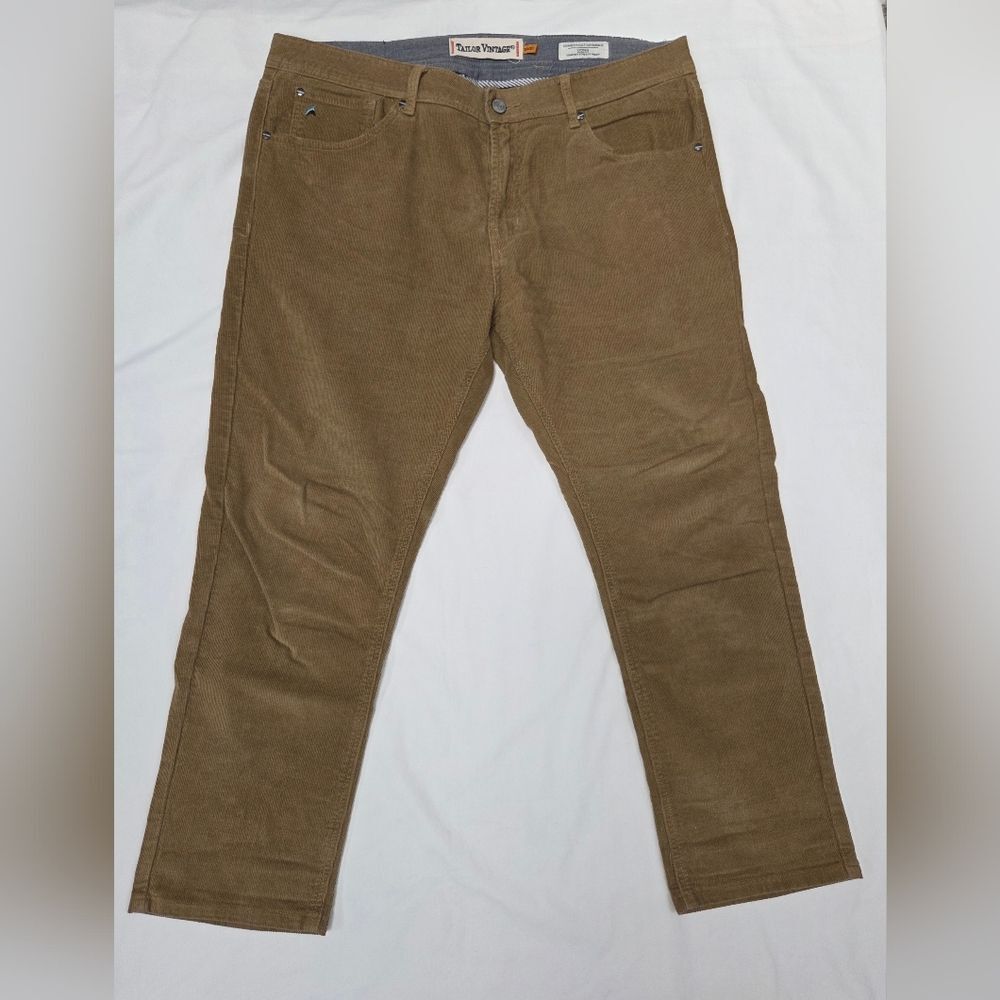 Tailor Vintage Canaan Slim Fit Fine Wale Corduroy Pants Khaki 38X30
